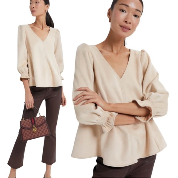 TUCKERNUCK Bone Suede Easton Blouse Swing Top Size S - Picture 2 of 15
